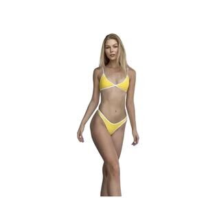 NWT WILO THE LABEL Women's Yellow White Bikini 2 Piece Swimsuit Set Size Small
